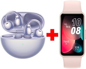 Huawei FreeClip Dove-T00 Purple + Huawei Band 8 Sakura Pink цена и информация | Теплая повязка на уши, черная | pigu.lt