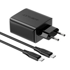 Acefast 2in1 charger 2x USB Type C / USB 65W, PD, QC 3.0, AFC, FCP (set with cable) black (A13 black) цена и информация | Зарядные устройства для телефонов | pigu.lt