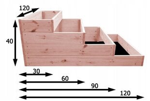 4-ярусная деревянная грядка, 120 х 120 см. цена и информация | Теплицы | pigu.lt