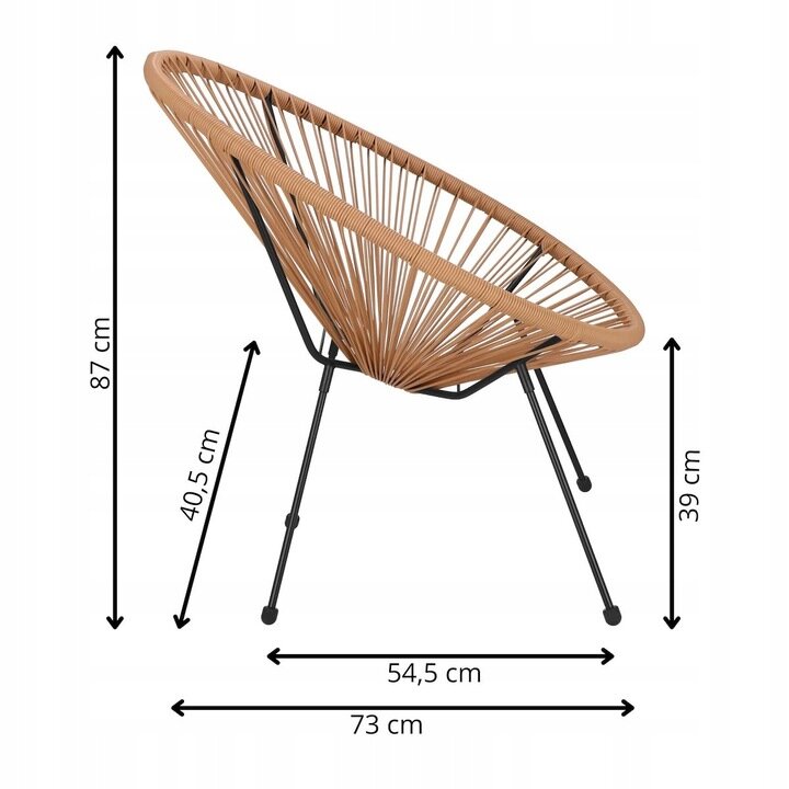 Lauko kėdė Springos Rattan Acapulco, smėlio цена и информация | Lauko kėdės, foteliai, pufai | pigu.lt