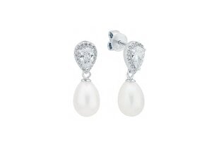 Stella jewelry sidabriniai auskarai moterims su perlais ir cirkoniais SK23484E-W kaina ir informacija | Auskarai | pigu.lt