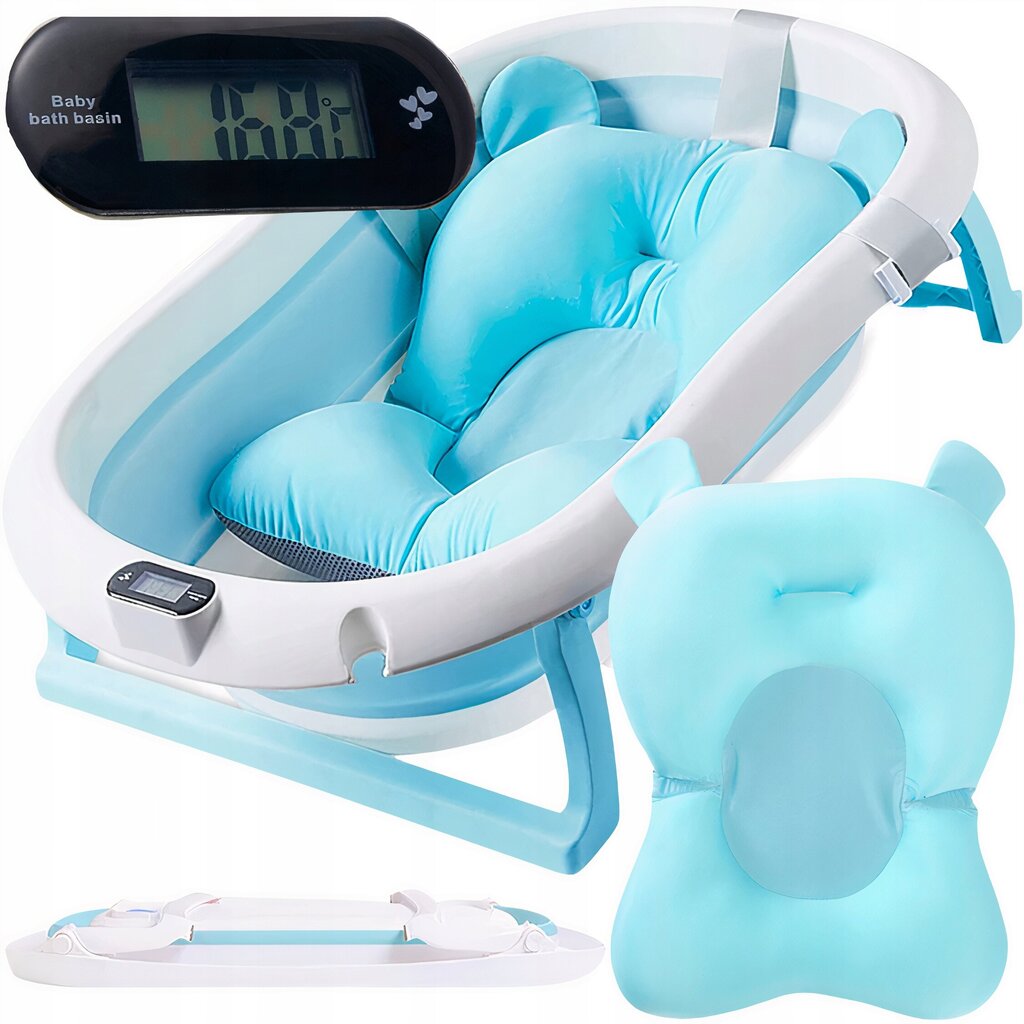 Sulankstoma kūdikių vonelė su pagalvėle, blue kaina ir informacija | Maudynių priemonės | pigu.lt