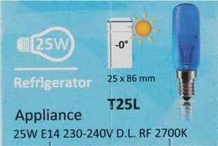 Лампа E14 25W Siemens 00612235 26mmØ 83mm 230-240V Blue для холодильника цена и информация | Аксессуары для бытовой техники | pigu.lt
