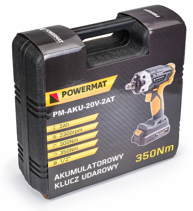 Akumuliatorinis smūginis veržliasūkis Powermat PM-AKU-20V-2AT, 1/2" 20V-2Ah цена и информация | Suktuvai, gręžtuvai | pigu.lt