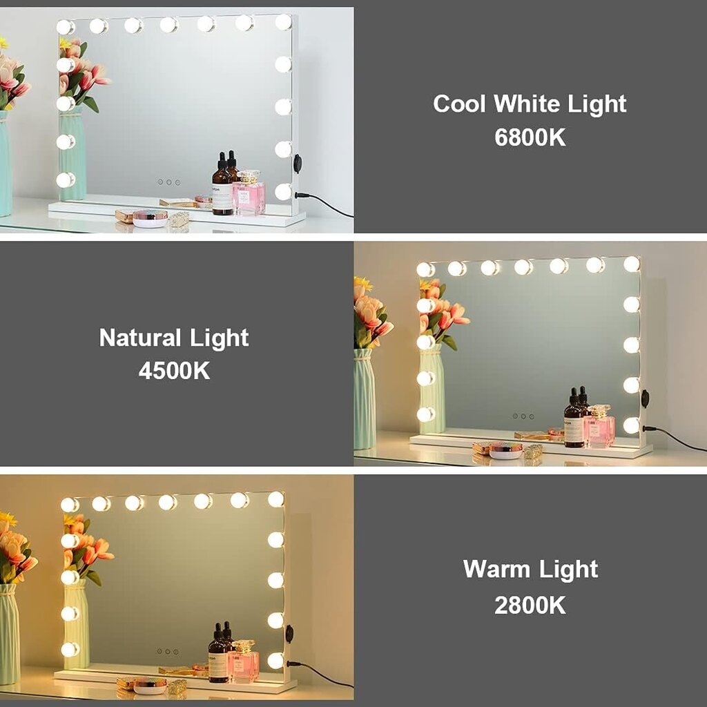 Veidrodis su 14 LED lempučių G.LUX LED Make Up Mirror-3-WH, baltas kaina ir informacija | Veidrodžiai | pigu.lt