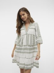 Vero Moda женское платье 10225127*03, белый/зелёный 5715512153186 цена и информация | Платья | pigu.lt