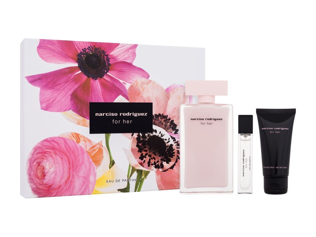 Rinkinys Narciso Rodriguez Narciso Rodriguez moterims: kvapusis vanduo EDP, 100 ml + kvapusis vanduo EDP, 10 ml + kūno losjonas, 50 ml kaina ir informacija | Kvepalai moterims | pigu.lt