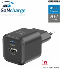 Swissten 3арядное устройство GaN USB-C 35W PD / USB-A 27W QC цена и информация | Зарядные устройства для телефонов | pigu.lt