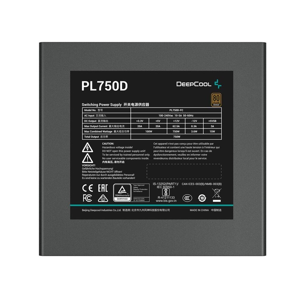 DeepCool PL750D (R-PL750D-FC0B-EU) kaina ir informacija | Maitinimo šaltiniai (PSU) | pigu.lt