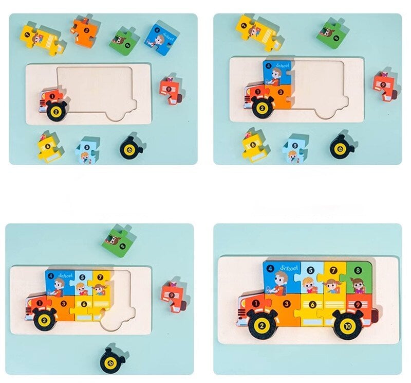 Medinė dėlionė Autobusas kaina ir informacija | Žaislai kūdikiams | pigu.lt