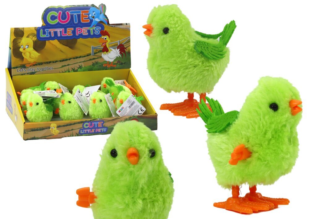 Prisukamas šokinėjantis viščiukas Lean Toys, žalias, 1 vnt kaina ir informacija | Minkšti (pliušiniai) žaislai | pigu.lt