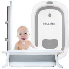 Sulankstoma kūdikių vonelė NiceKids, pilka kaina ir informacija | Maudynių priemonės | pigu.lt