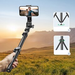 Asmenukių lazda su stovu ir Bluetooth nuotolinio valdymo pulteliu kaina ir informacija | Asmenukių lazdos (selfie sticks) | pigu.lt