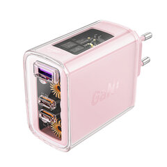 Wall charger Acefast A45, 2x USB-C, 1xUSB-A, 65W PD (pink) цена и информация | Зарядные устройства для телефонов | pigu.lt