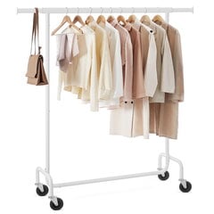 Вешалка для одежды на колесиках, белая цена и информация | Вешалки для одежды | pigu.lt