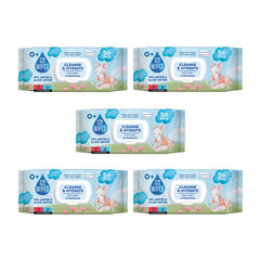 Drėgnos servetėlės kūdikiams Go Wipes Baby Cleanse&Hydrate, 5 x 50 vnt kaina ir informacija | Drėgnos servetėlės, paklotai | pigu.lt
