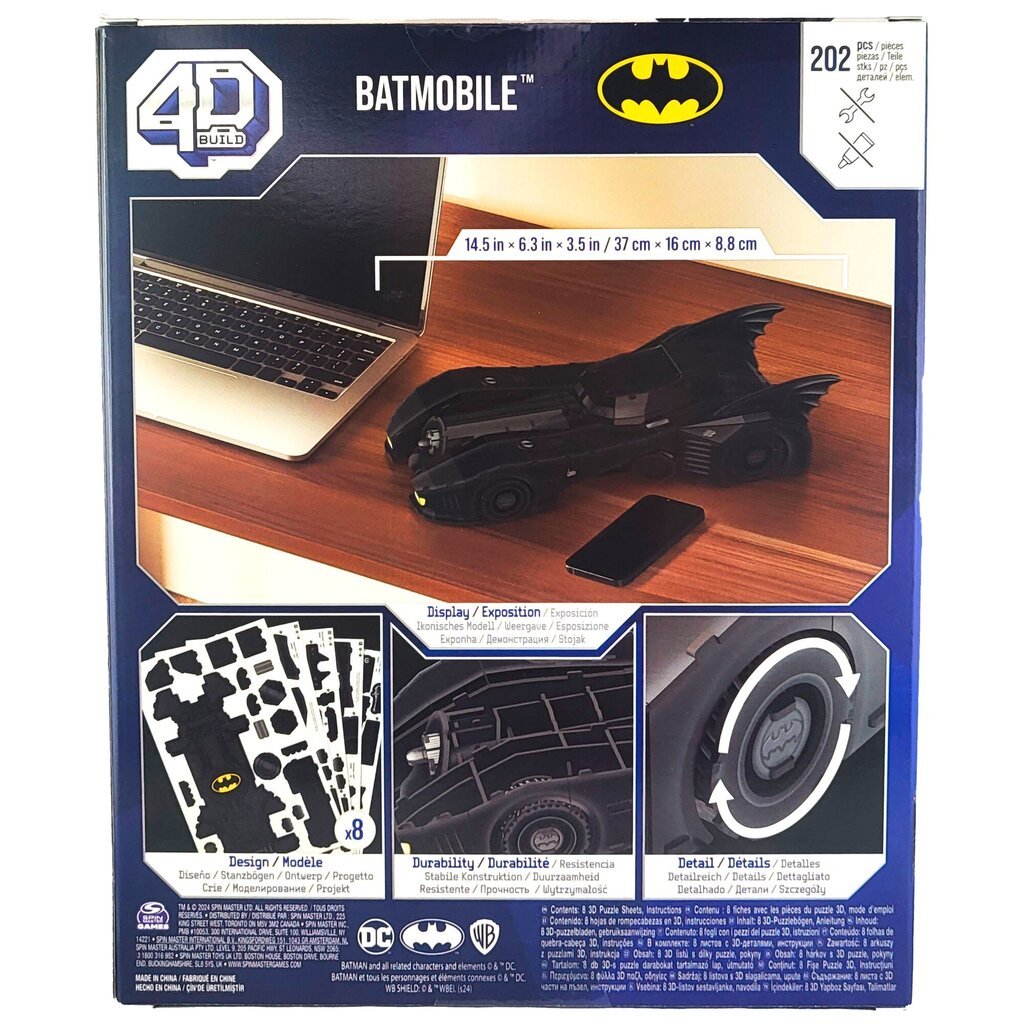 4D dėlionė Spin Master Batman Batmobile, 202 d. kaina ir informacija | Konstruktoriai ir kaladėlės | pigu.lt