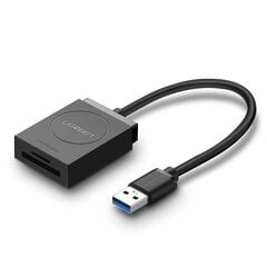 SD / micro SD atminties kortelių skaitytuvas, USB 3.0 kištukas, 15 cm - juodas kaina ir informacija | Komponentų priedai | pigu.lt