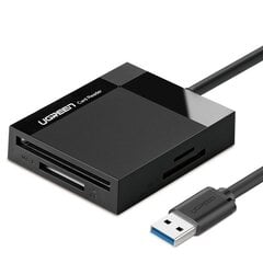 SD / micro SD / CF / MS atminties kortelių skaitytuvas, USB 3.0 kištukas - juodas kaina ir informacija | Komponentų priedai | pigu.lt