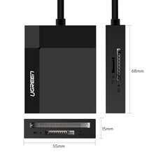 SD / micro SD / CF / MS atminties kortelių skaitytuvas, USB 3.0 kištukas - juodas цена и информация | Аксессуары для компонентов | pigu.lt