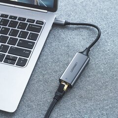 Išorinė RJ45 LAN tinklo plokštė – USB-C 1 Gigabit Ethernet – pilka kaina ir informacija | Komponentų priedai | pigu.lt