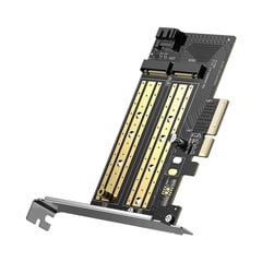 Išplėtimo kortelės PCIe 3.0 x4 adapteris papildomi du SSD lizdai M.2 M-Key ir M.2 B-Key kaina ir informacija | Komponentų priedai | pigu.lt