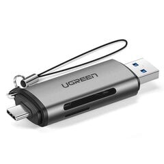 Universalus micro SD kortelių skaitytuvas USB 3.0 ir USB-C 3.0, pilkas kaina ir informacija | Komponentų priedai | pigu.lt