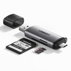 Universalus micro SD kortelių skaitytuvas USB 3.0 ir USB-C 3.0, pilkas kaina ir informacija | Komponentų priedai | pigu.lt