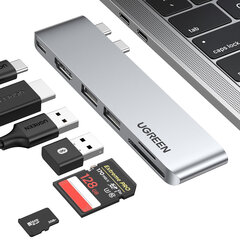 Prievado skirstytuvas HUB MacBook Air Pro 2x USB-C HDMI 2x USB 3.0 SD TF PD pilka цена и информация | Аксессуары для компонентов | pigu.lt