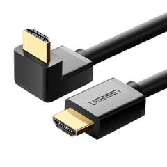 90 laipsnių kampo kabelis HDMI 4K 30Hz 1m – juoda kaina ir informacija | Adapteriai, USB šakotuvai | pigu.lt