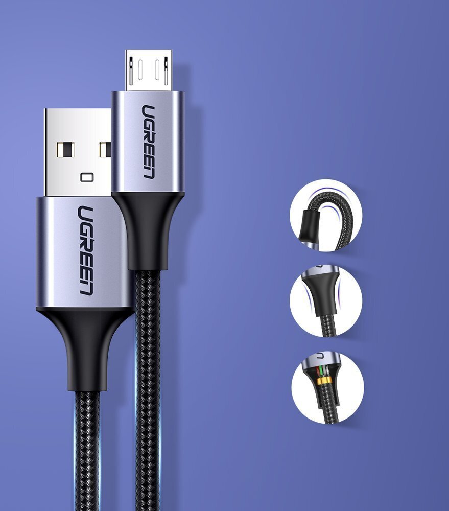 Ugreen USB-micro, 2 m цена и информация | Kabeliai ir laidai | pigu.lt