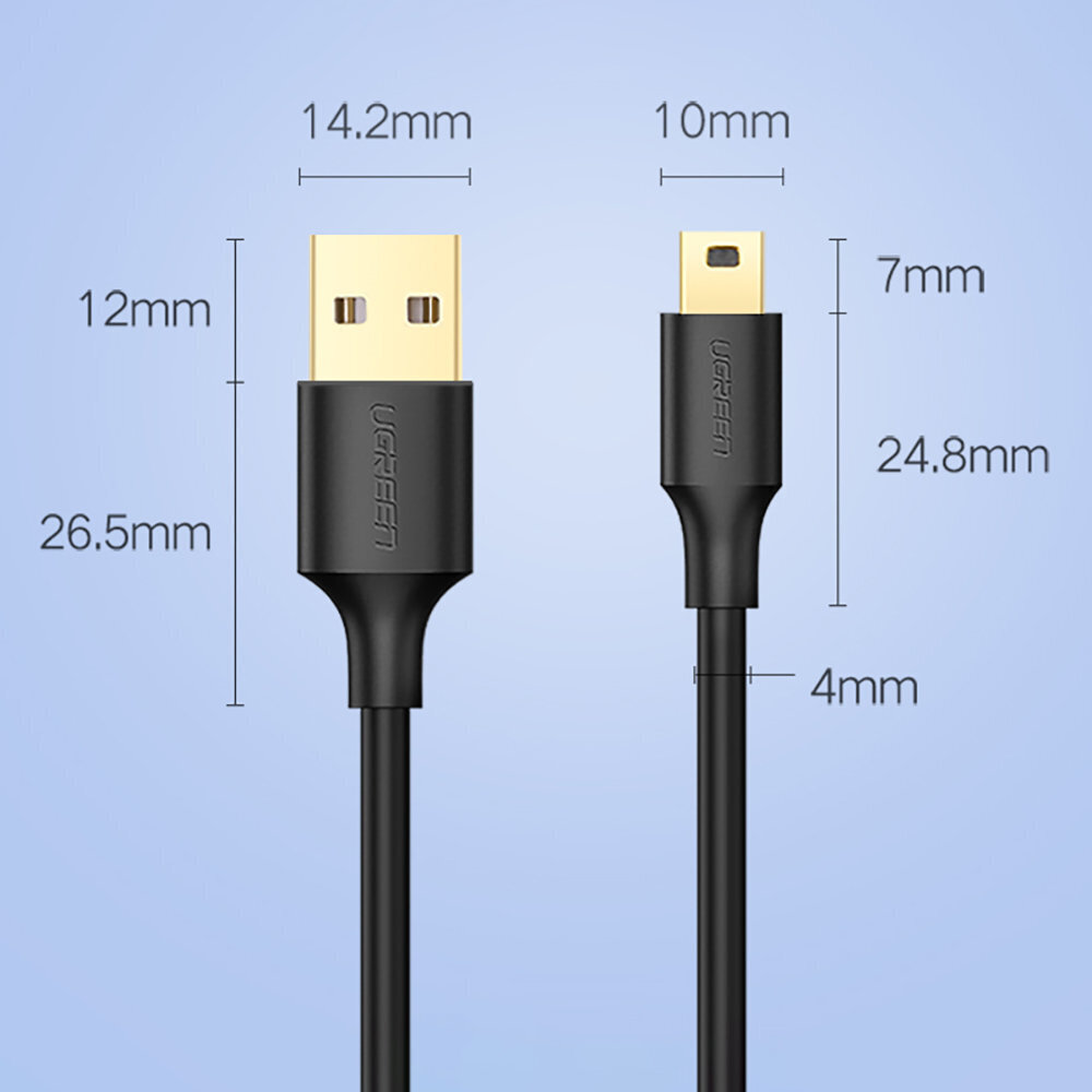 Ugreen USB/mini-USB, 0.5 m kaina ir informacija | Kabeliai ir laidai | pigu.lt