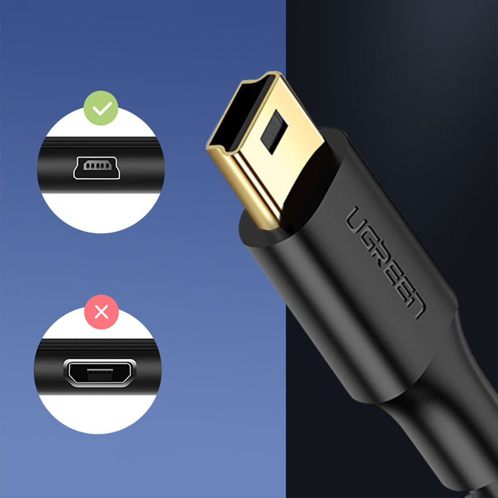 Ugreen USB/mini-USB, 0.5 m цена и информация | Kabeliai ir laidai | pigu.lt