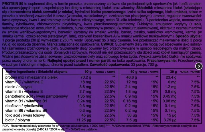 Baltymai ProActive Protein80, Šokoladinio lazdynų riešuto skonio, 700g kaina ir informacija | Baltymai | pigu.lt