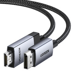 Pintas DisplayPort – HDMI 4K 60Hz laidas, 1 m, pilkas kaina ir informacija | Adapteriai, USB šakotuvai | pigu.lt