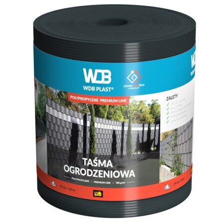 Tvoros juosta WDB Premium Line, 26 x 0,19 m (700 g/m²). Pilka (RAL7016) kaina ir informacija | Tvoros ir jų priedai | pigu.lt