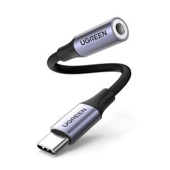 USB-C iki 3,5 mm Mini Jack 10 cm ausinių adapteris – juodas цена и информация | Адаптеры, USB-разветвители | pigu.lt