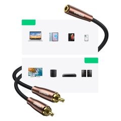 Adapterio kabelio garso kabelis 3,5 mm mini lizdas - 2x RCA kištukas, 3 m ruda цена и информация | Адаптеры, USB-разветвители | pigu.lt