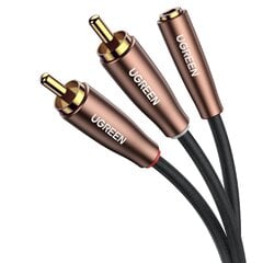 Adapterio kabelio garso kabelis 3,5 mm mini lizdas - 2x RCA kištukas, 3 m ruda цена и информация | Адаптеры, USB-разветвители | pigu.lt