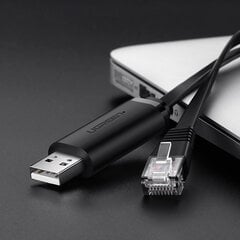 Konsolinis laidas, USB - RJ45 adapteris, vytos poros Ethernet kabelis, 1,5 m, juodas цена и информация | Адаптеры, USB-разветвители | pigu.lt