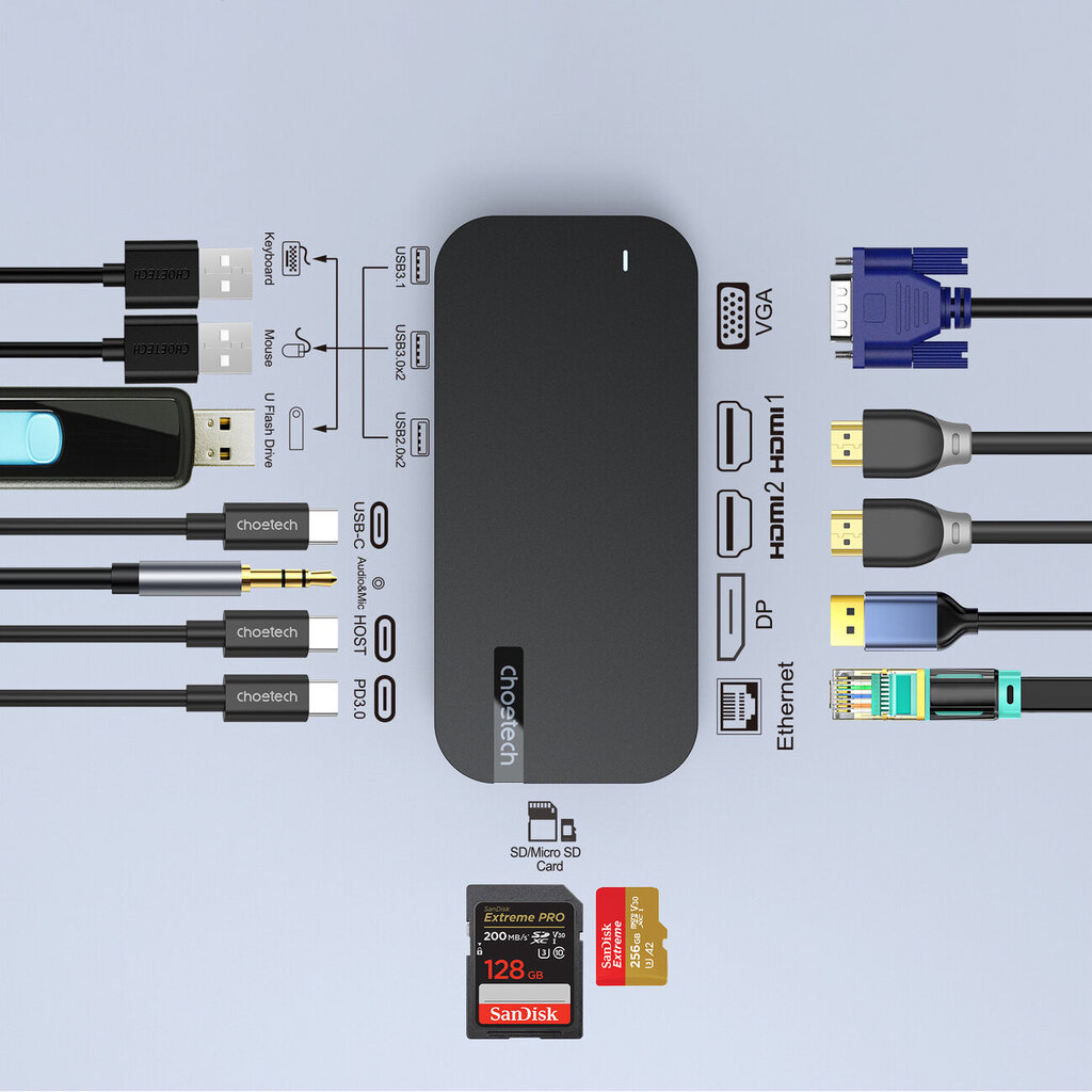 Choetech 1021357 kaina ir informacija | Adapteriai, USB šakotuvai | pigu.lt