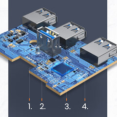 4in1 HUB adapterio skirstytuvas USB-A/ C į 4x USB 3.0 5Gb/ s 1m juodas цена и информация | Адаптеры, USB-разветвители | pigu.lt