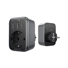 2in1 Sieninio įkroviklio adapteris EU AC 13A 2x USB USB-C 30W EU kištukas juodas kaina ir informacija | Adapteriai, USB šakotuvai | pigu.lt