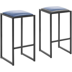 2-jų dalių baro kėdžių komplektas, juodas/mėlynas kaina ir informacija | Virtuvės ir valgomojo kėdės | pigu.lt