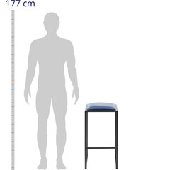 2-jų dalių baro kėdžių komplektas, juodas/mėlynas kaina ir informacija | Virtuvės ir valgomojo kėdės | pigu.lt
