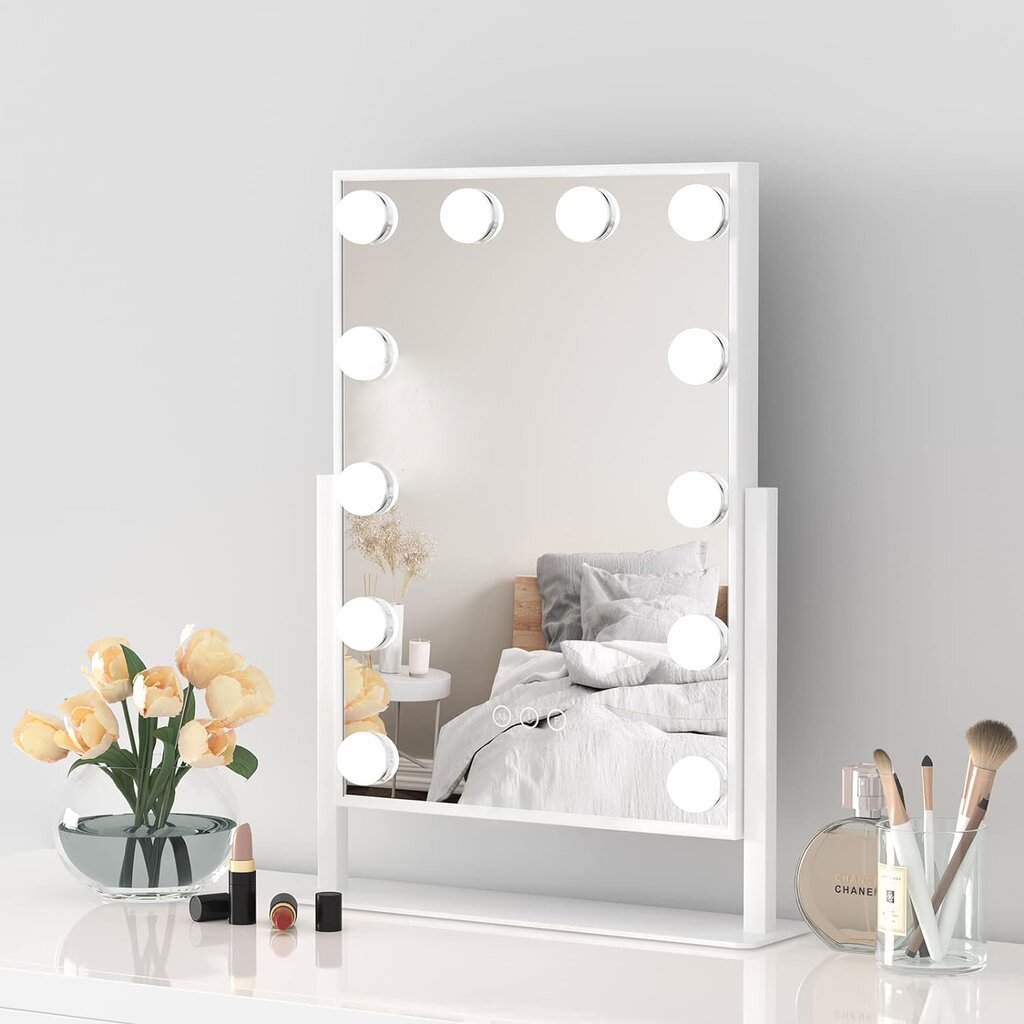 Veidrodis su 12 LED lempučių G.LUX LED MAKE UP MIRROR-2-WH цена и информация | Kosmetinės, veidrodėliai | pigu.lt