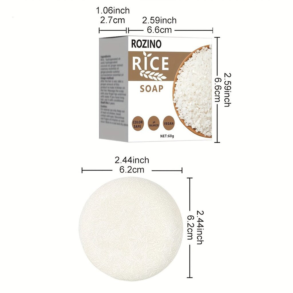 Kietas ryžių muilas - šampūnas Rozino, 60 g kaina ir informacija | Muilai | pigu.lt
