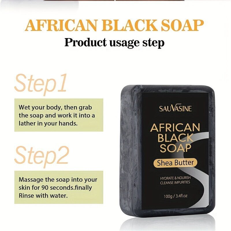 Juodasis afrikietiškas muilas su taukmedžio sviestu Sauvasine African Black Soap, 100 g kaina ir informacija | Muilai | pigu.lt