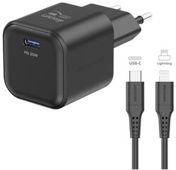 Swissten 3арядное устройство GaN USB-C 35W PD + Kабель для передачи данных USB-C - Lightning 1.2m цена и информация | Зарядные устройства для телефонов | pigu.lt