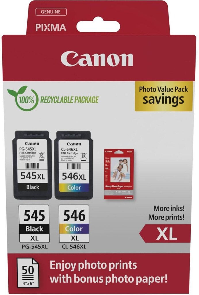 Canon PG-545 XL/CL-546XL цена и информация | Spausdintuvai | pigu.lt